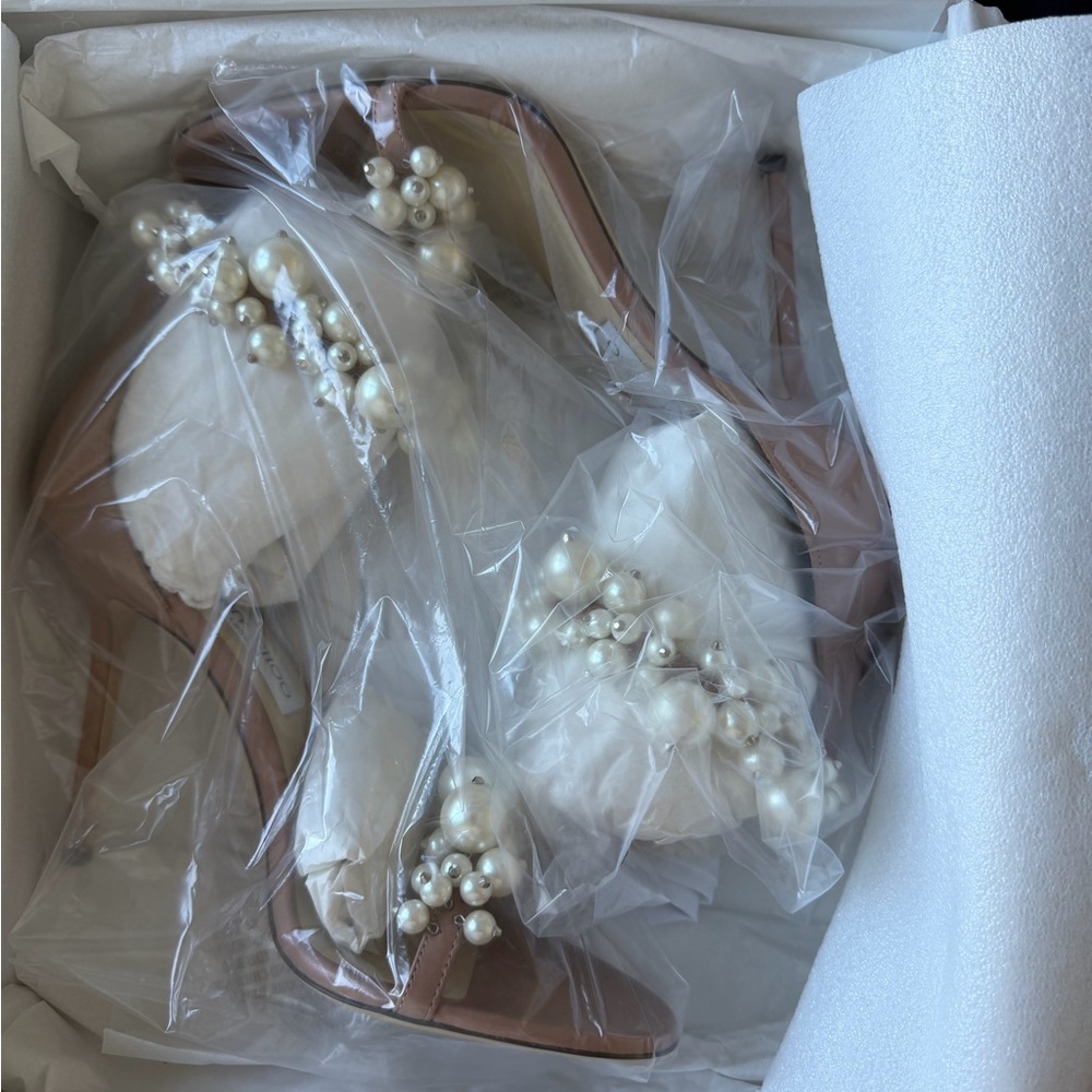 Jimmy Choo Blush Pearl Pearl Embellished Heels - Picture 14 of 14